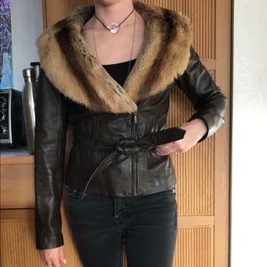 Leather and fur jacket